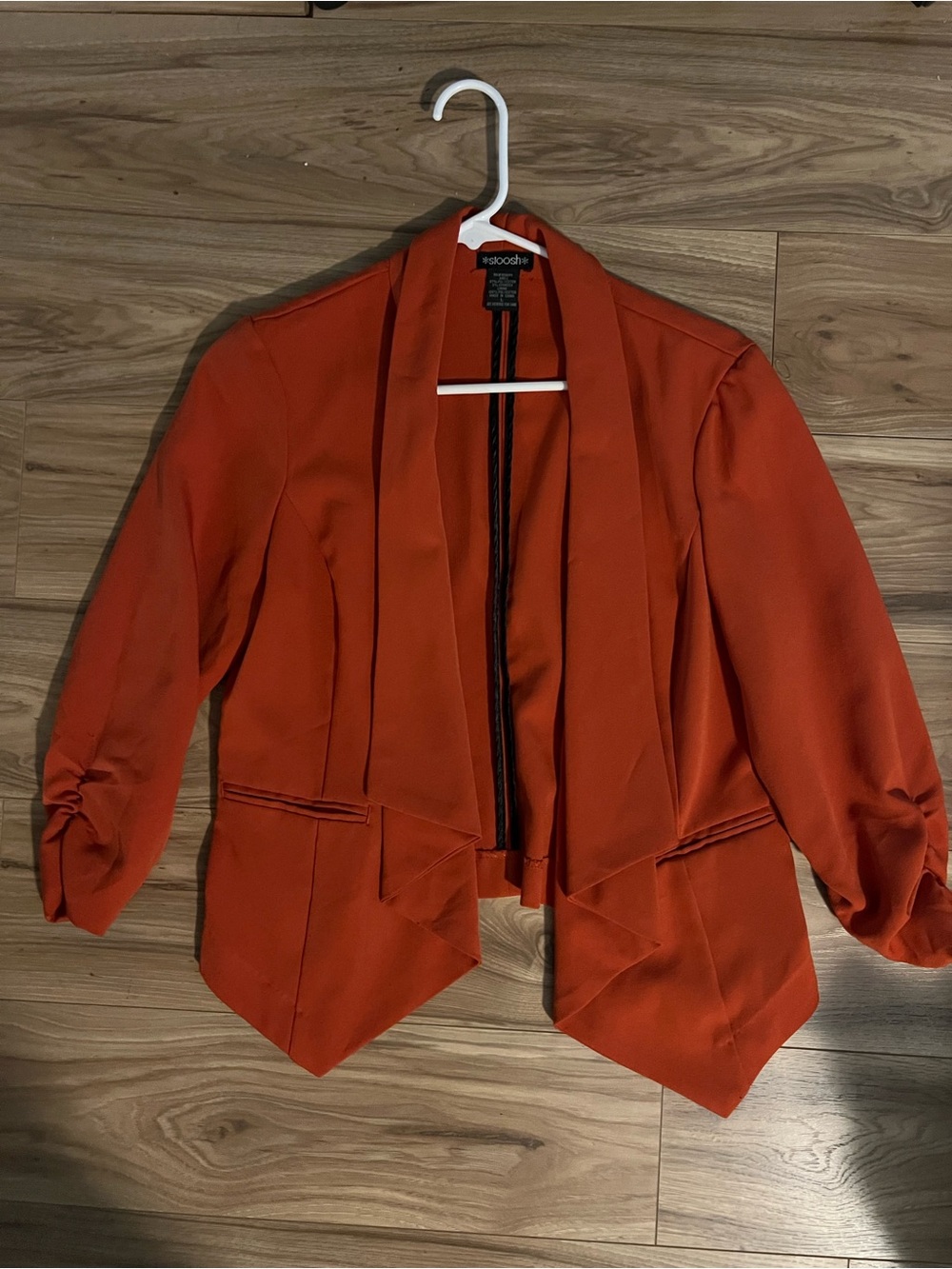 Stoosh Orange Draped Open-Front Blazer Jacket